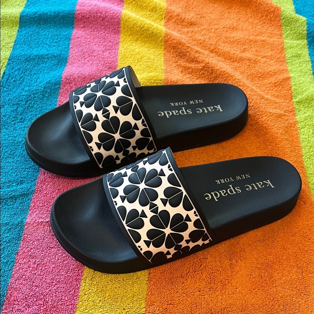 kate spade Navy and White Floral Slide Sandals - Picture 4 of 15